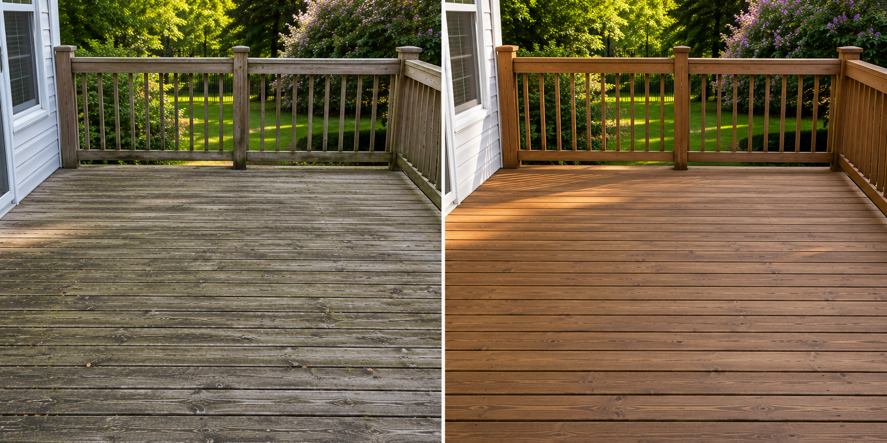 Deck / Patio Cleaning before and after pressure washing